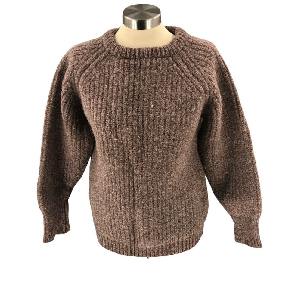 Summit Sports Womens Sweater Large Brown Pullover Long Sleeve 100% Wool Britain
